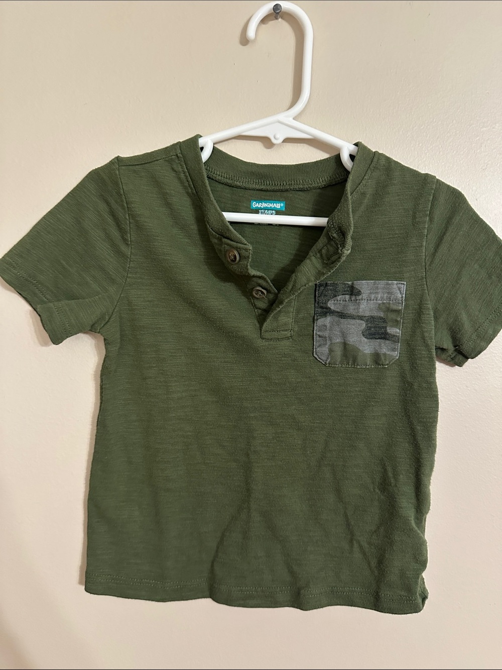Garanimals Olive Green Henley Tee with Camo Pocket